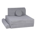 MeowBaby® Sztruksowa sofa dziecięca Premium, Szara