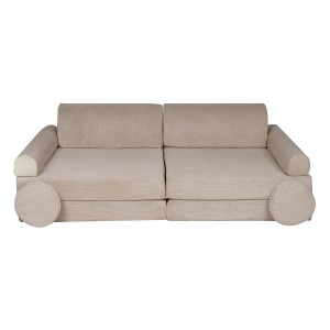 MeowBaby® Sztruksowa sofa dziecięca Premium, Ecru