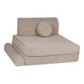 MeowBaby® Sztruksowa sofa dziecięca Premium, Ecru