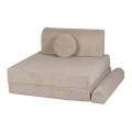 MeowBaby® Sztruksowa sofa dziecięca Premium, Ecru