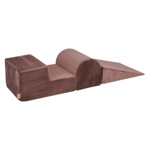 MeowBaby® Piankowy Zestaw do Zabawy, Plac Zabaw dla Dziecka, 3 elementy, Sztruksowy, Czekoladowy