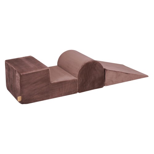 MeowBaby® Piankowy Zestaw do Zabawy, Plac Zabaw dla Dziecka, 3 elementy, Sztruksowy, Czekoladowy