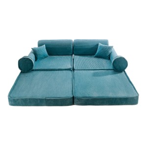 MeowBaby® Aesthetic Sztruksowa sofa dziecięca Premium, Turkusowa