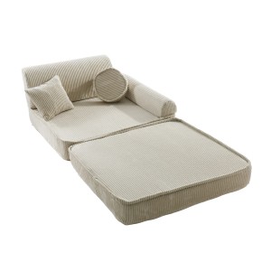 MeowBaby® Aesthetic Sztruksowa sofa dziecięca Premium, Ecru