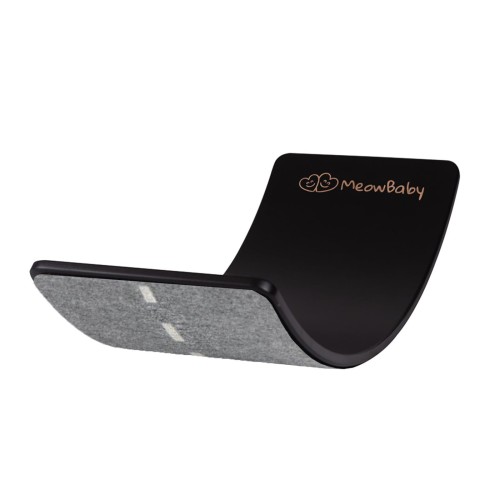 MeowBaby® Deska do Balansowania z Filcem 80x30cm dla Dzieci, Balance Board Czarny z Filcem, Autostrada, Szary Melanż