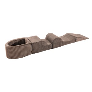 MeowBaby® Aesthetic Piankowy Zestaw do Zabawy z Suchym Basenem 57x45x30cm, Plac Zabaw dla Dziecka, 5 elementów, Sztruksowy, Brązowy: bez piłek