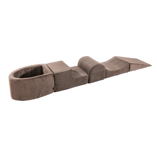 MeowBaby® Aesthetic Piankowy Zestaw do Zabawy z Suchym Basenem 57x45x30cm, Plac Zabaw dla Dziecka, 5 elementów, Sztruksowy, Brązowy: bez piłek
