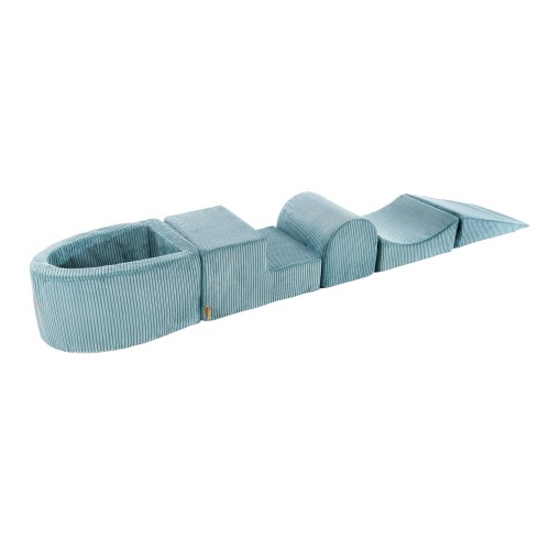 MeowBaby® Aesthetic Piankowy Zestaw do Zabawy z Suchym Basenem 57x45x30cm, Plac Zabaw dla Dziecka, 5 elementów, Sztruksowy, Turkusowy: bez piłek