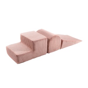 MeowBaby® Aesthetic Piankowy Zestaw do Zabawy, Plac Zabaw dla Dziecka, 3 elementy, Sztruksowy, Różowy