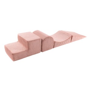 MeowBaby® Aesthetic Piankowy Zestaw do Zabawy, Plac Zabaw dla Dziecka, 4 elementy, Sztruksowy, Różowy