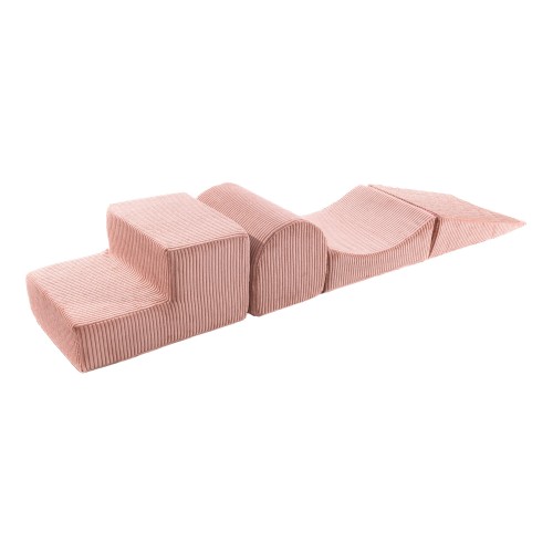 MeowBaby® Aesthetic Piankowy Zestaw do Zabawy, Plac Zabaw dla Dziecka, 4 elementy, Sztruksowy, Różowy