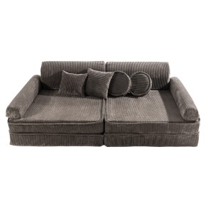 MeowBaby® Aesthetic Sztruksowa sofa dziecięca Premium, Brązowa