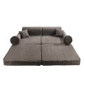 MeowBaby® Aesthetic Sztruksowa sofa dziecięca Premium, Brązowa