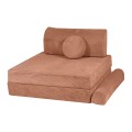 MeowBaby® Sztruksowa sofa dziecięca Premium, Ceglana