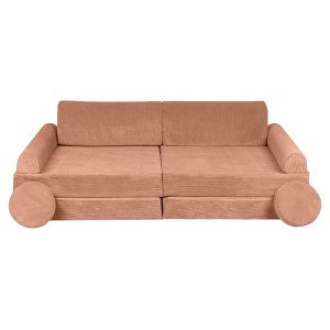 MeowBaby® Sztruksowa sofa dziecięca Premium, Ceglana