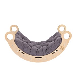 Small Dream Rocker Naturalne Drewno z Szarą Poduszką